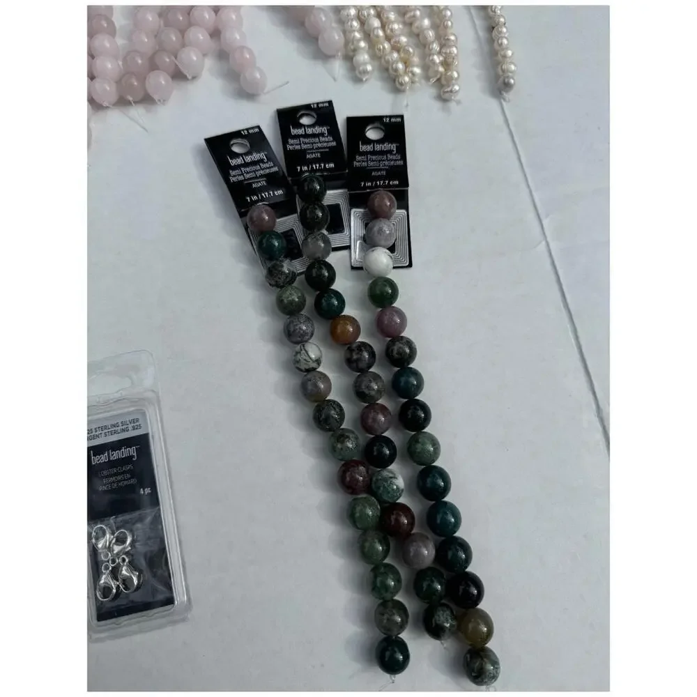 New Beading Supplies Gemstone Beads Lot - Sterling Silver Hardware Clasps